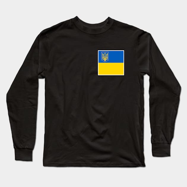 Ukrainian Flag with Trident Long Sleeve T-Shirt by Hermz Designs